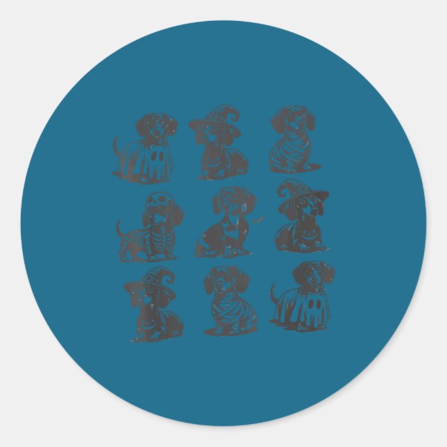 Adesivo Retro Dachshund Witch Dog Soky Season Halloween Fu (Frente)