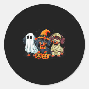 Adesivo Retro Dachshund Witch Y Halloween Pumpkin Mulheres