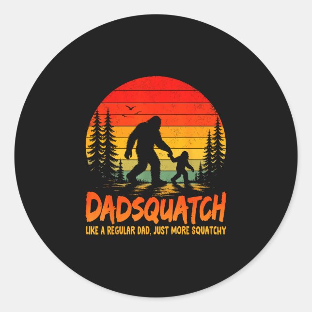 Adesivo Retro dadsquatch como um pai regular bigfoot papai (Frente)
