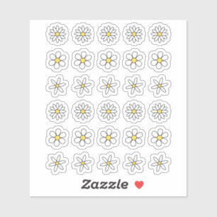 Adesivo Retro Daisies Doodle Decoração Mini Flores Bujo