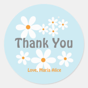 Adesivo Retro daisy boho floral obrigado de aniversário
