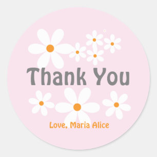 Adesivo Retro daisy boho floral obrigado de aniversário