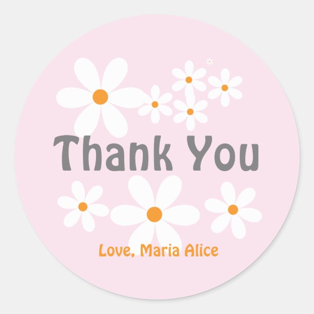 Adesivo Retro daisy boho floral obrigado de aniversário (Frente)