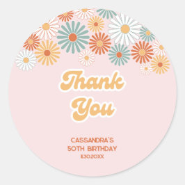 Adesivo Retro Daisy Boho Groovy Floral Aniversário