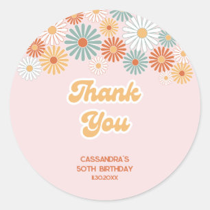Adesivo Retro Daisy Boho Groovy Floral Aniversário