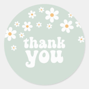 Adesivo Retro Daisy floral aniversário Obrigado