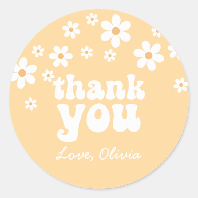 Adesivo Retro Daisy floral obrigado (Frente)