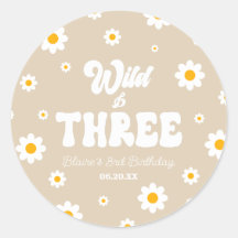 Retro Daisy Flower Wild & Three aniversário de 3 a