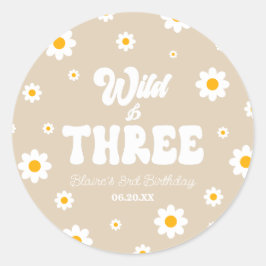 Adesivo Retro Daisy Flower Wild & Three aniversário de 3 a