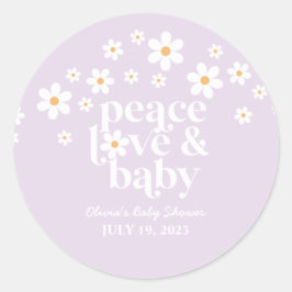 Adesivo Retro Daisy lavanda boho Chuveiro de Bebê Paz Amor