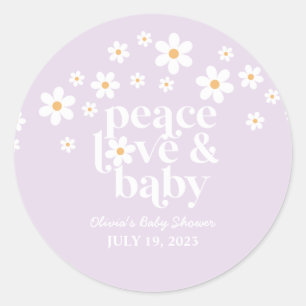 Adesivo Retro Daisy lavanda boho Peace Love Chá de fralda