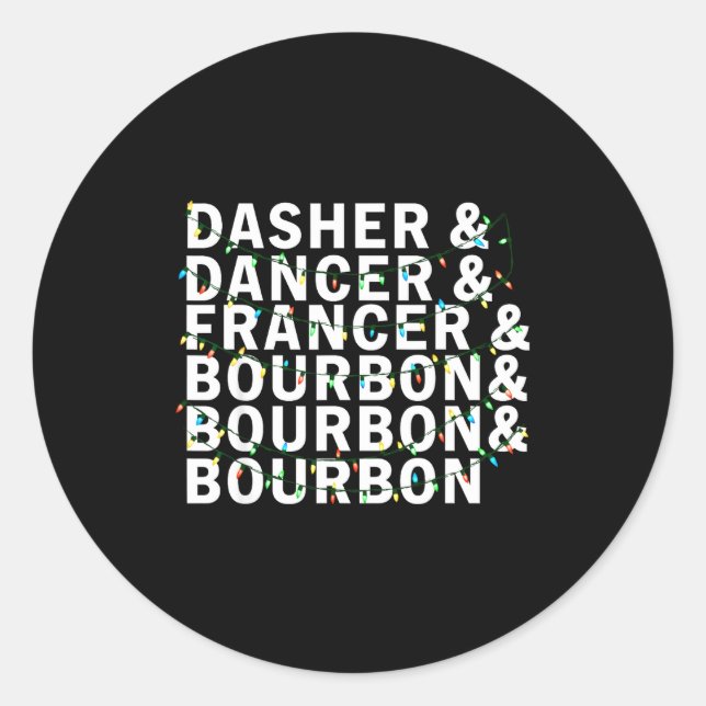 Adesivo Retro Dasher Dancer Prancer Bourbon Natal Diversão (Frente)