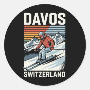 Adesivo Retro Davos Suiça Ski Resort