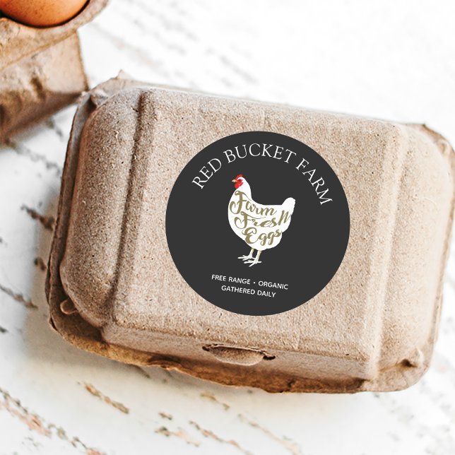 Adesivo Retro de Ovos de Galinha Frescos de fazenda (Criador carregado)