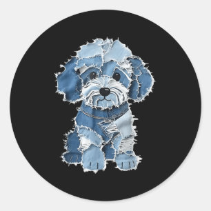Adesivo Retro Denim Dog Patch, Engraçado Shabby Blue Jean 