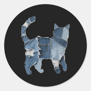 Adesivo Retro Divertido Remendo de Denim Animal Gato Impre