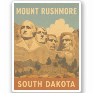 Adesivo Retro do Monte Rushmore South Dakota viagens vinta