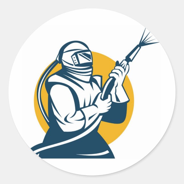 Adesivo retro do trabalhador de sandblaster de areia blast (Frente)