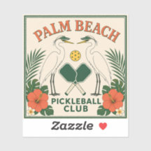 Adesivo Retro do Vintage Palm Beach Pickleball Clu