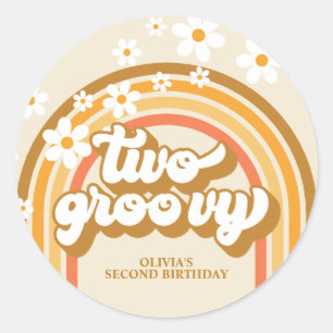 Adesivo Retro Dois GroovY Rainbow Brown Orange Birthday