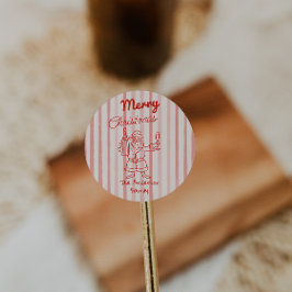 Adesivo Retro Drawn Red Stripes Santa Claus Christmas