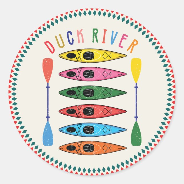 Adesivo Retro Duck River Kayaking (Frente)