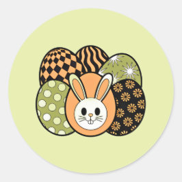 Adesivo Retro Easter Bunny Egg Round Sticker