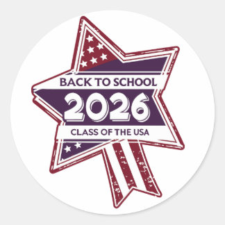 Adesivo Retro EUA Classe de 2026 Voltar à Escola