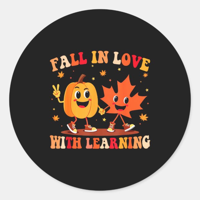 Adesivo Retro Fall In Love With Learning Autumn Pumpkin Te (Frente)