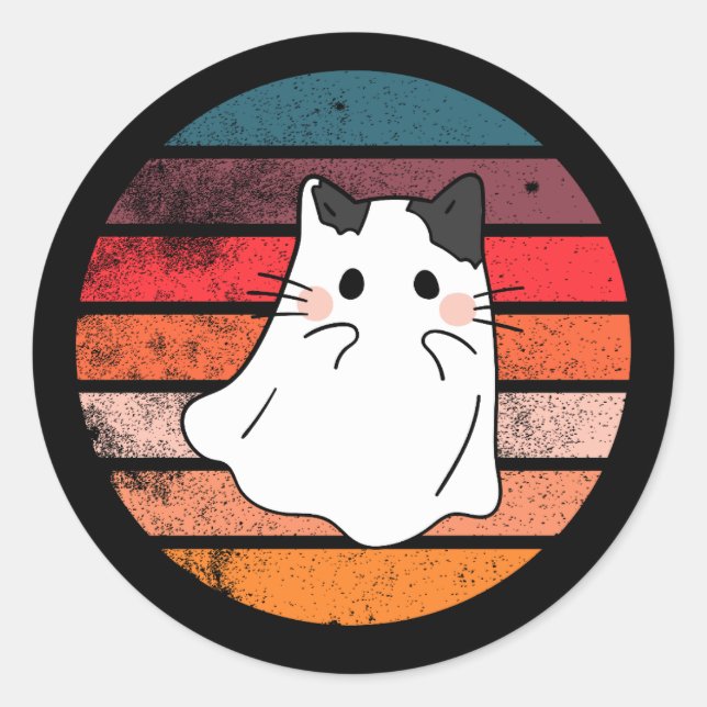 Adesivo Retro fantasma do gato das bruxas (Frente)
