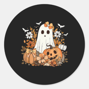 Adesivo Retro Fantasma Floral Cuja Pumpkin Autumn Hallowee