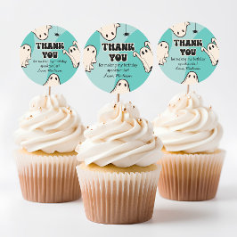 Adesivo Retro Fantasmas Blue Halloween Obrigado