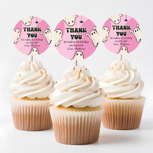 Adesivo Retro Fantasmas Rosa Halloween Obrigado