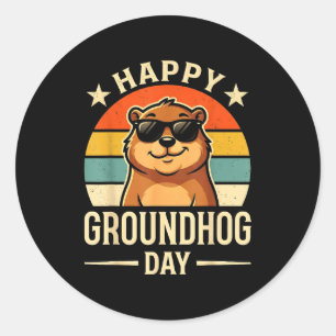 Adesivo Retro Feliz Dia do Groundhog Legal Dia da Toupeira