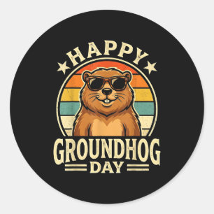 Adesivo Retro Feliz Dia do Groundhog Legal Dia do Ground H