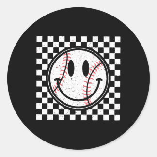 Adesivo Retro Feliz Jogo do Rosto Padrão de Baseball F