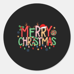 Adesivo Retrô Feliz Natal 2024 Matching Família Xmas Pa