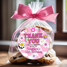 Retro Feliz Sorriso Olho Rosa Marcado Obrigado