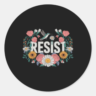 Adesivo Retrô Feminista Contra Resistência Floral