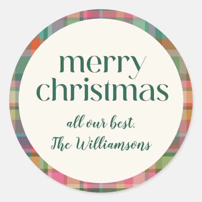 Adesivo Retro Festivo Xadrez de Natal - Escuro (Frente)