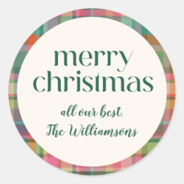 Adesivo Retro Festivo Xadrez de Natal - Escuro