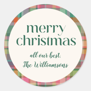 Adesivo Retro Festivo Xadrez de Natal - Escuro