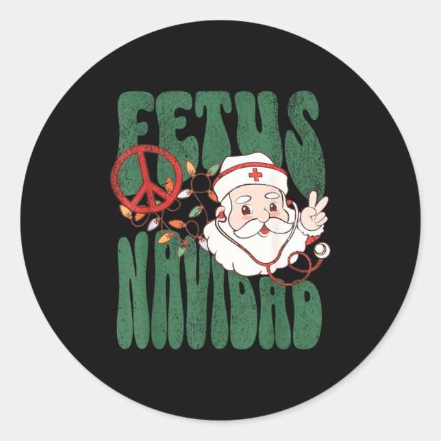 Adesivo Retro Fetus Navidad Santa Claus Christmas Obgyn Nu (Frente)