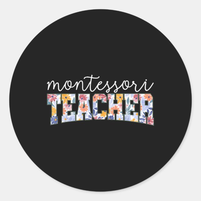 Adesivo Retro Floral Montessori Teacher Instructor Educato (Frente)