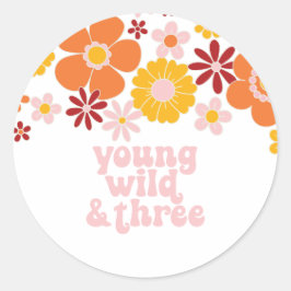 Adesivo Retro Floral Young Wild Três anos