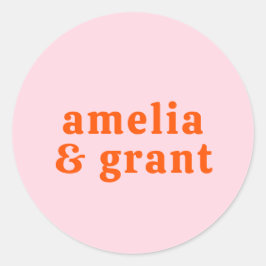 Adesivo Retro Font Orange e Pink Modern Weding