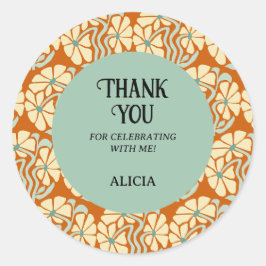 Adesivo Retro Funky Groovy Boho Botânico Aniversário