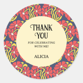 Adesivo Retro Funky Groovy Trippy Daisy Floral Birthday