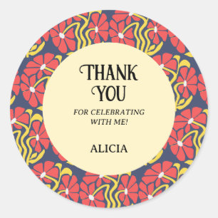 Adesivo Retro Funky Groovy Trippy Daisy Floral Birthday