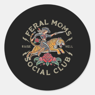 Adesivo Retro Funny Feral Mães Social Club Sarcastic Mothe